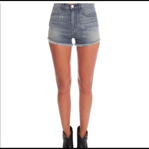 3x1 high rise paint splatter denim shorts